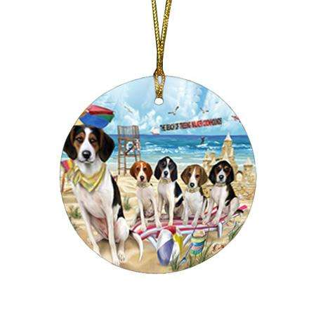 Pet Friendly Beach Treeing Walker Coonhounds Dog Round Flat Christmas Ornament RFPOR50091