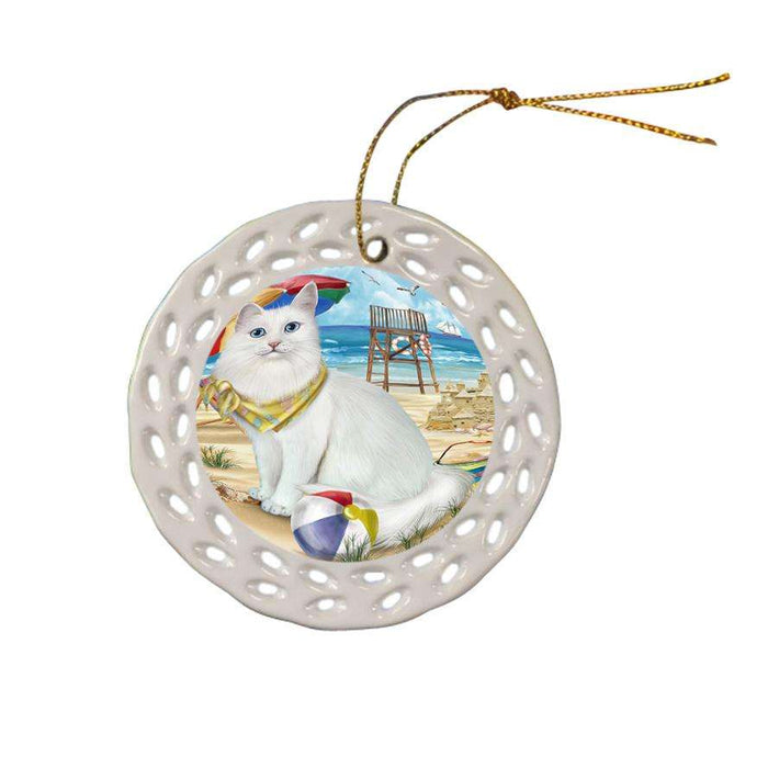 Pet Friendly Beach Turkish Angora Cat Ceramic Doily Ornament DPOR54204