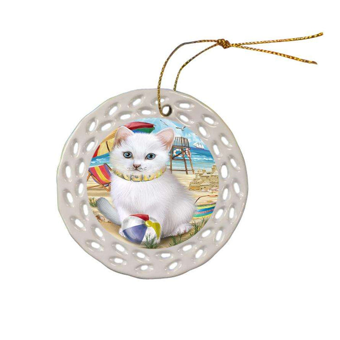 Pet Friendly Beach Turkish Angora Cat Ceramic Doily Ornament DPOR54205