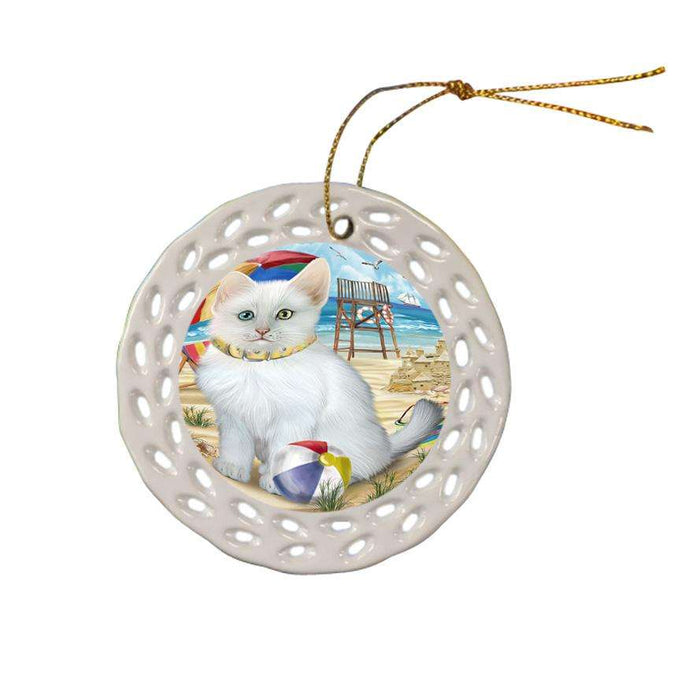 Pet Friendly Beach Turkish Angora Cat Ceramic Doily Ornament DPOR54207