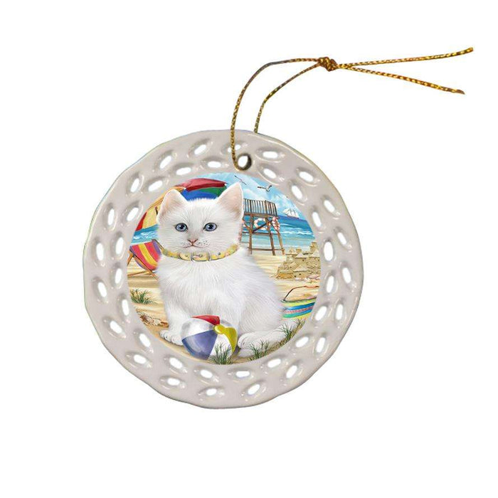 Pet Friendly Beach Turkish Angora Cat Ceramic Doily Ornament DPOR54208