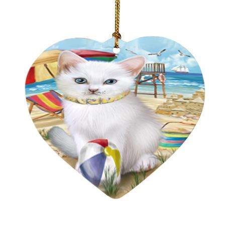 Pet Friendly Beach Turkish Angora Cat Heart Christmas Ornament HPOR54205