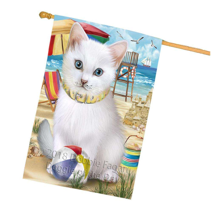 Pet Friendly Beach Turkish Angora Cat House Flag FLG54403