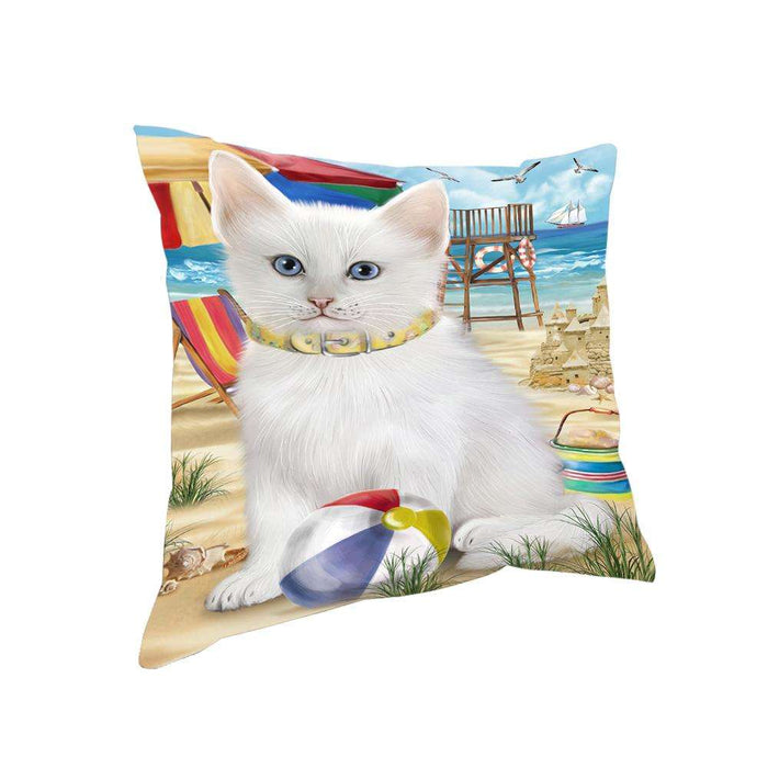 Pet Friendly Beach Turkish Angora Cat Pillow PIL73456