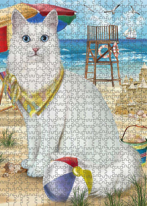 Pet Friendly Beach Turkish Angora Cat Puzzle with Photo Tin PUZL83972