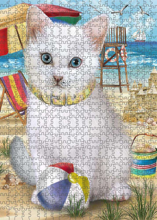 Pet Friendly Beach Turkish Angora Cat Puzzle with Photo Tin PUZL83976