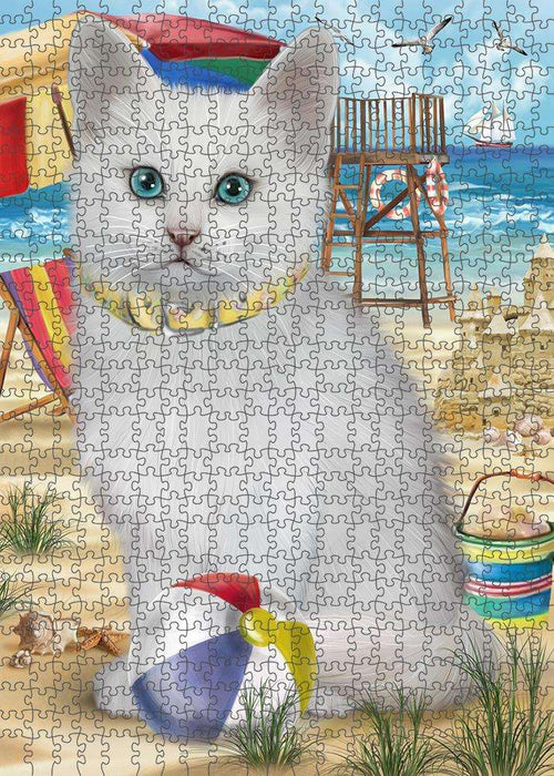 Pet Friendly Beach Turkish Angora Cat Puzzle with Photo Tin PUZL83980