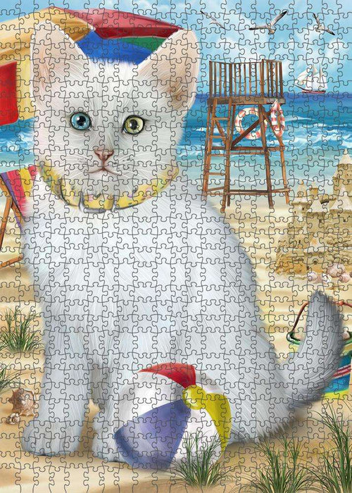 Pet Friendly Beach Turkish Angora Cat Puzzle with Photo Tin PUZL83984