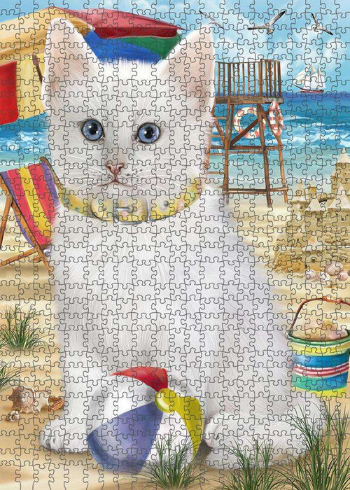 Pet Friendly Beach Turkish Angora Cat Puzzle with Photo Tin PUZL83988