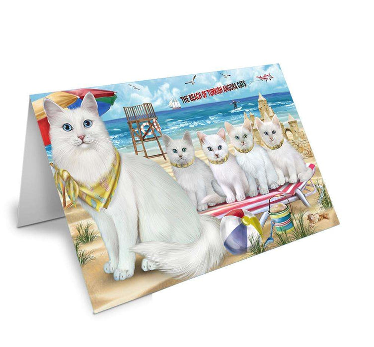 Pet Friendly Beach Turkish Angora Cats Handmade Artwork Assorted Pets Greeting Cards and Note Cards with Envelopes for All Occasions and Holiday Seasons GCD66638