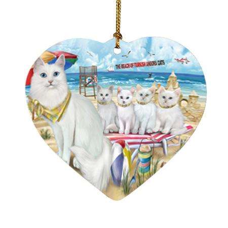 Pet Friendly Beach Turkish Angora Cats Heart Christmas Ornament HPOR54203