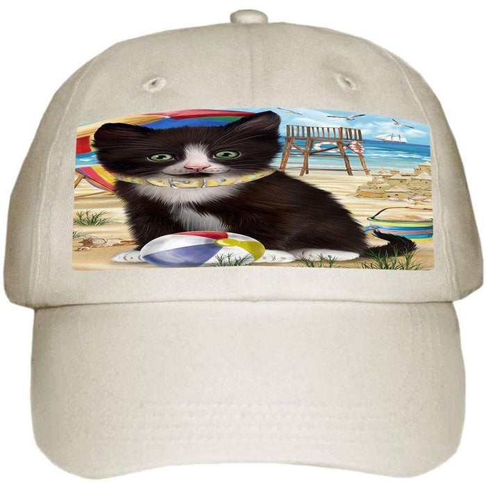 Pet Friendly Beach Tuxedo Cat Ball Hat Cap HAT58563