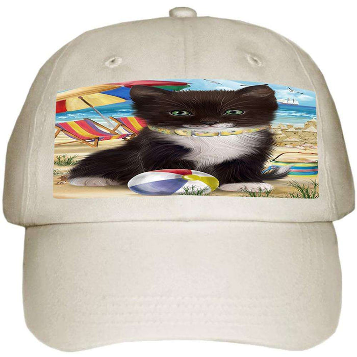 Pet Friendly Beach Tuxedo Cat Ball Hat Cap HAT58566