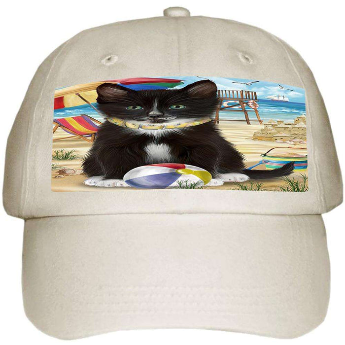 Pet Friendly Beach Tuxedo Cat Ball Hat Cap HAT58569