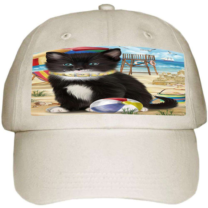 Pet Friendly Beach Tuxedo Cat Ball Hat Cap HAT58572