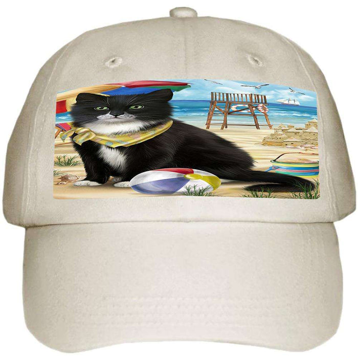 Pet Friendly Beach Tuxedo Cat Ball Hat Cap HAT58575