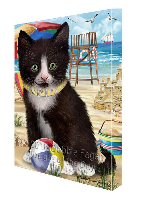 Pet Friendly Beach Tuxedo Cat Canvas Print Wall Art Décor CVS81755