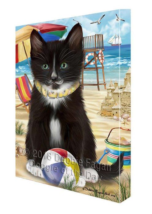 Pet Friendly Beach Tuxedo Cat Canvas Print Wall Art Décor CVS81773