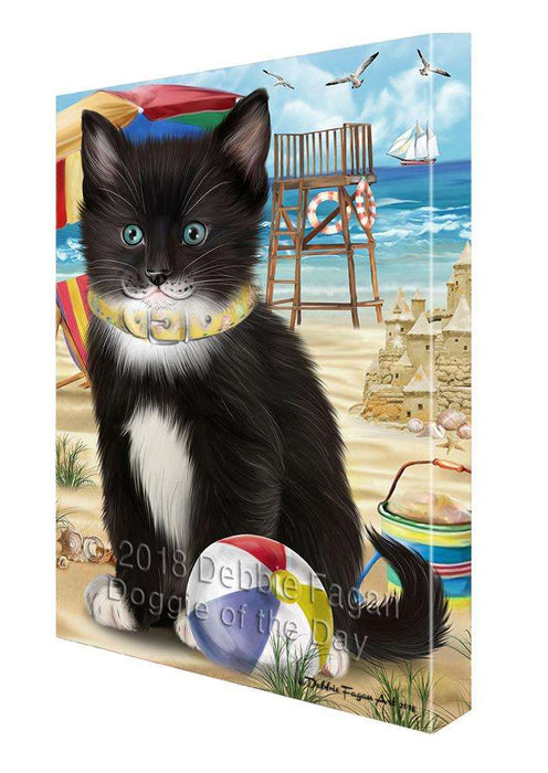 Pet Friendly Beach Tuxedo Cat Canvas Print Wall Art Décor CVS81782