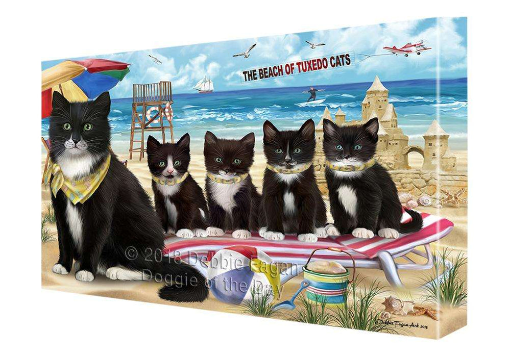 Pet Friendly Beach Tuxedo Cat Canvas Print Wall Art Décor CVS81800