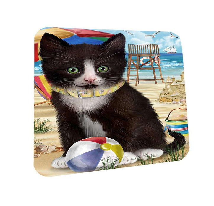 Pet Friendly Beach Tuxedo Cat Coasters Set of 4 CST51569