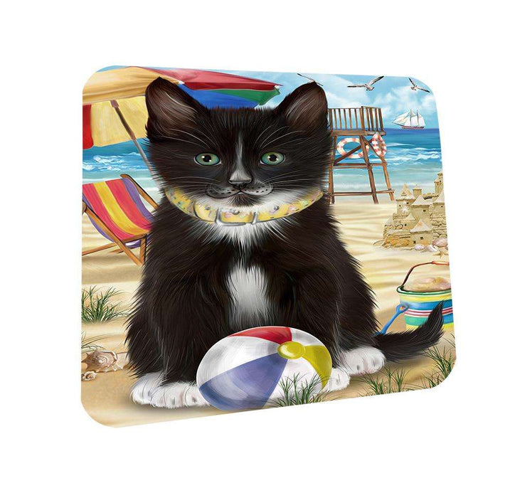 Pet Friendly Beach Tuxedo Cat Coasters Set of 4 CST51571