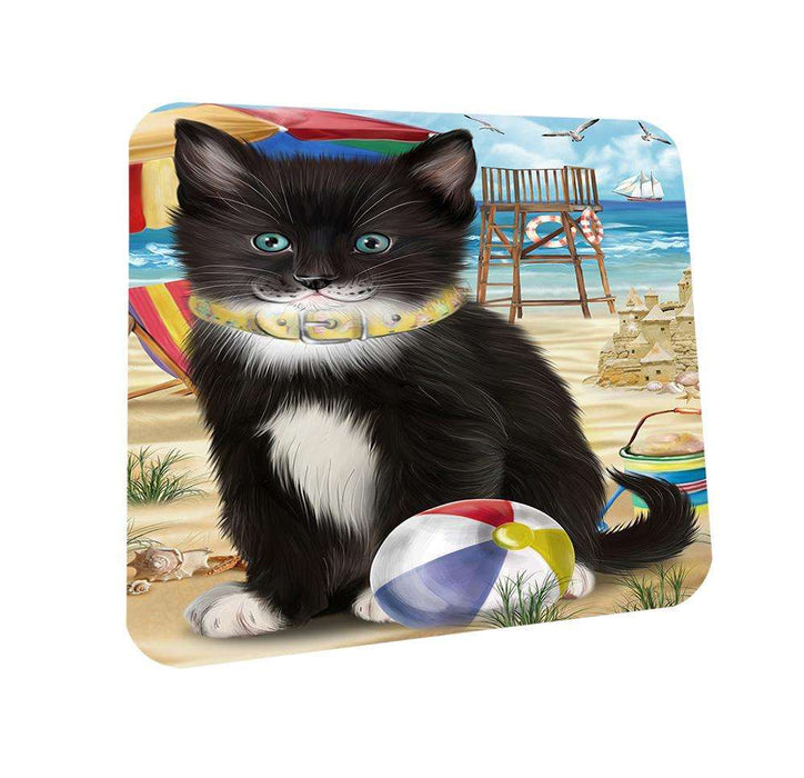 Pet Friendly Beach Tuxedo Cat Coasters Set of 4 CST51572