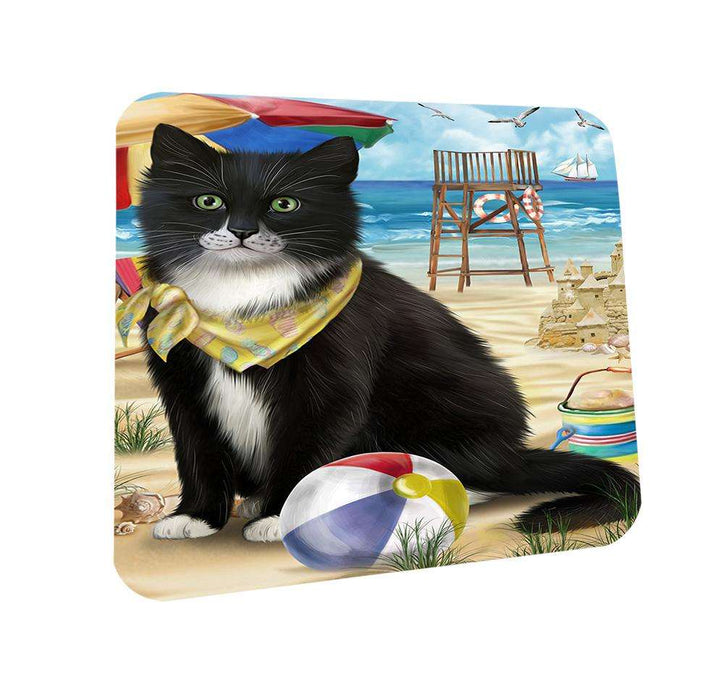Pet Friendly Beach Tuxedo Cat Coasters Set of 4 CST51573