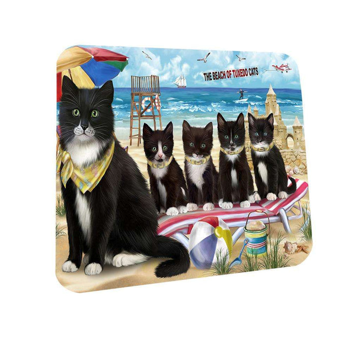 Pet Friendly Beach Tuxedo Cat Coasters Set of 4 CST51574