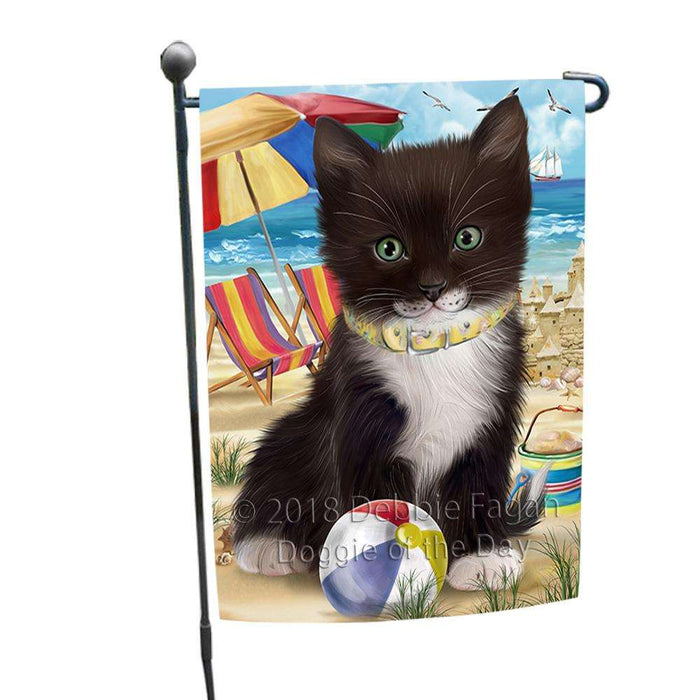 Pet Friendly Beach Tuxedo Cat Garden Flag GFLG51608