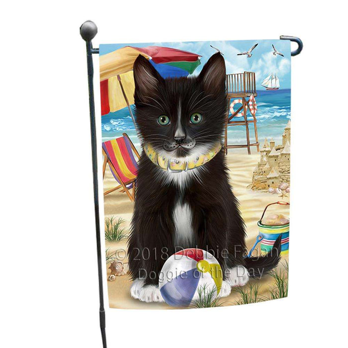 Pet Friendly Beach Tuxedo Cat Garden Flag GFLG51609