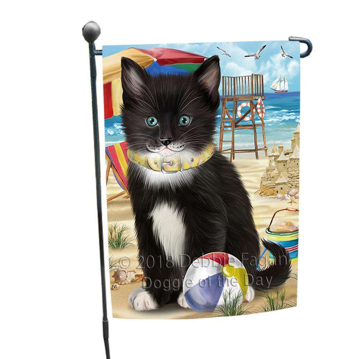 Pet Friendly Beach Tuxedo Cat Garden Flag GFLG51610