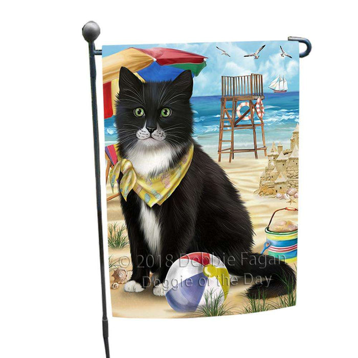 Pet Friendly Beach Tuxedo Cat Garden Flag GFLG51611