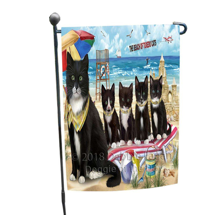 Pet Friendly Beach Tuxedo Cat Garden Flag GFLG51612
