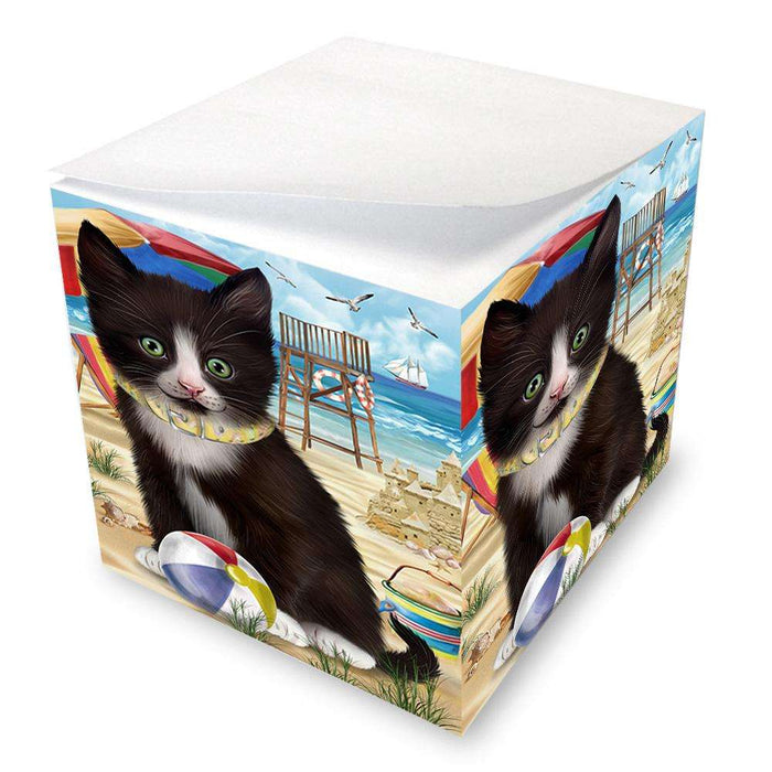 Pet Friendly Beach Tuxedo Cat Note Cube NOC51610