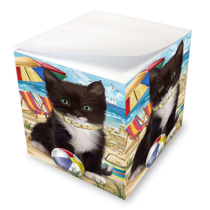 Pet Friendly Beach Tuxedo Cat Note Cube NOC51611