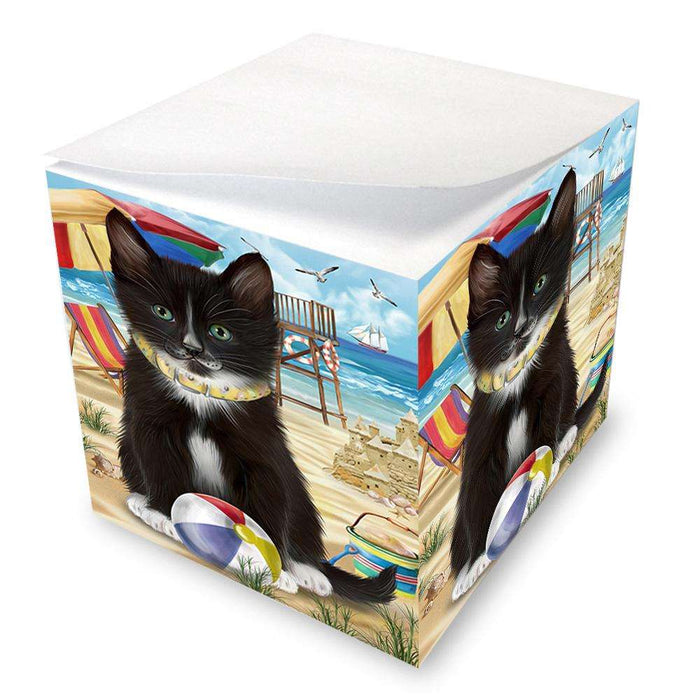 Pet Friendly Beach Tuxedo Cat Note Cube NOC51612