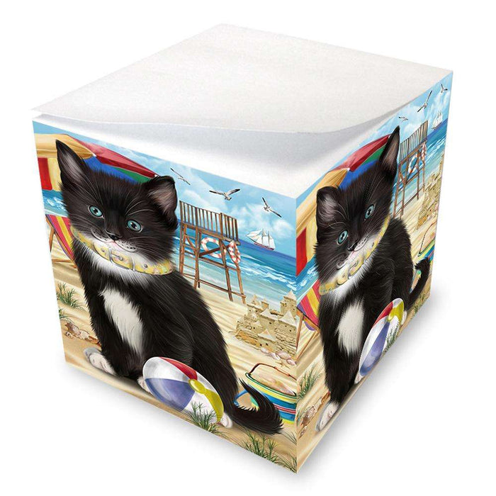 Pet Friendly Beach Tuxedo Cat Note Cube NOC51613
