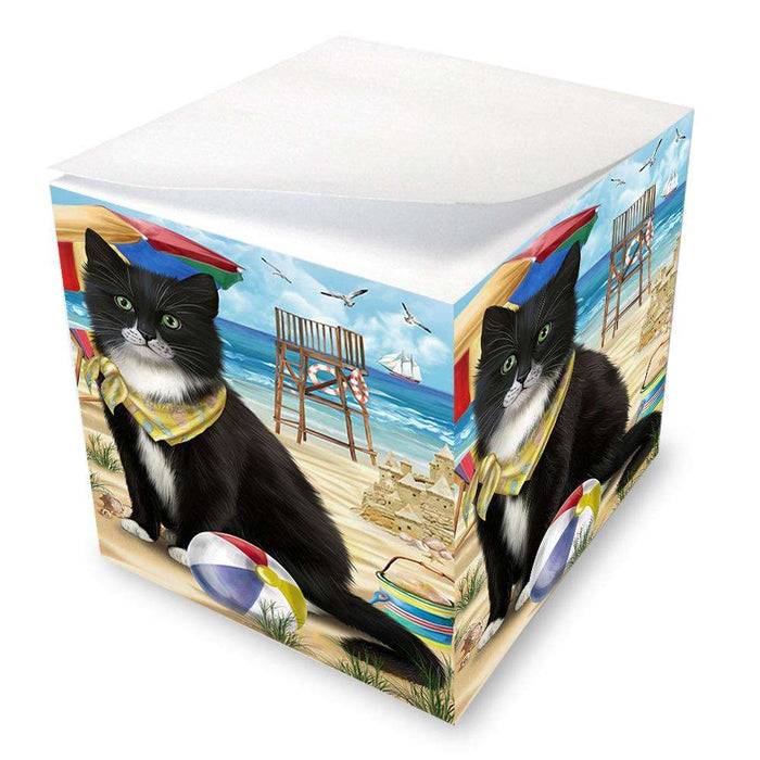 Pet Friendly Beach Tuxedo Cat Note Cube NOC51614