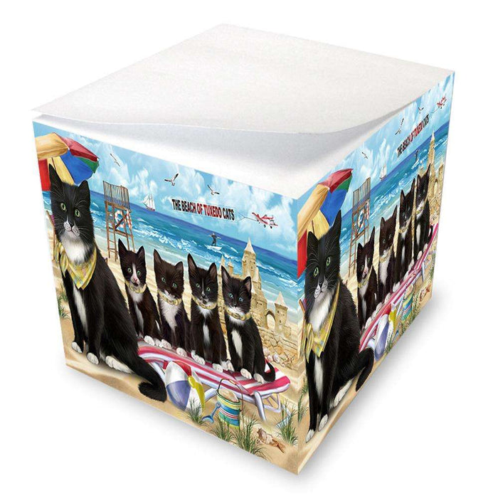 Pet Friendly Beach Tuxedo Cat Note Cube NOC51615