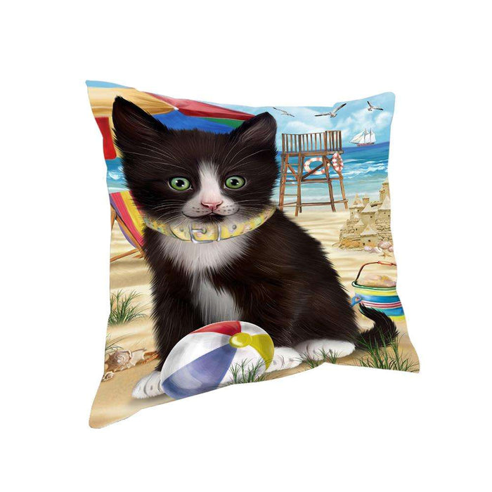 Pet Friendly Beach Tuxedo Cat Pillow PIL62804