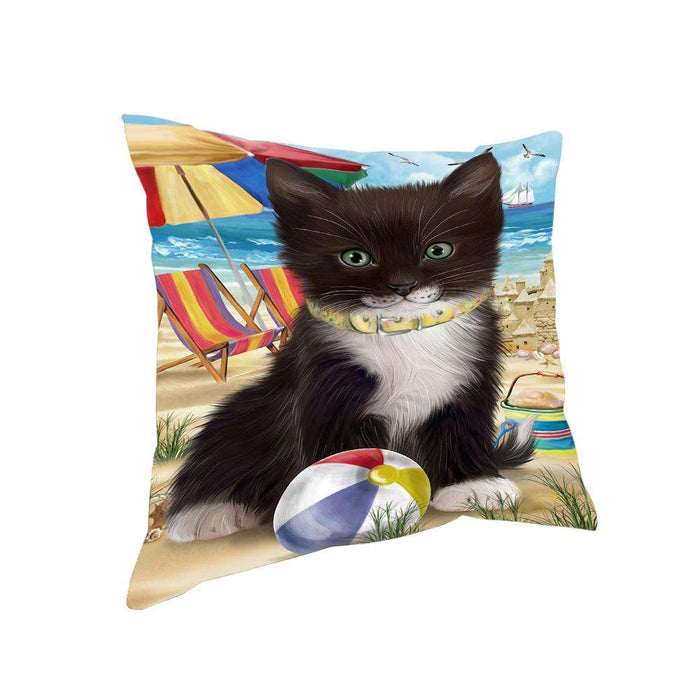 Pet Friendly Beach Tuxedo Cat Pillow PIL62808