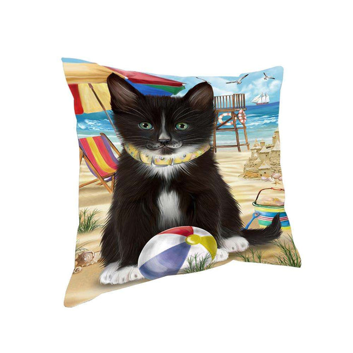Pet Friendly Beach Tuxedo Cat Pillow PIL62812
