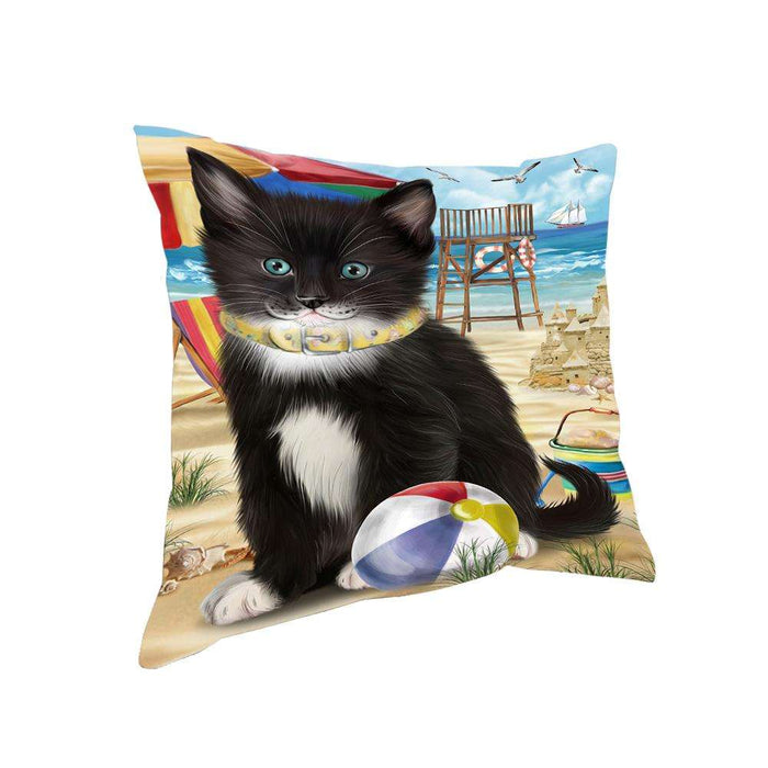 Pet Friendly Beach Tuxedo Cat Pillow PIL62816