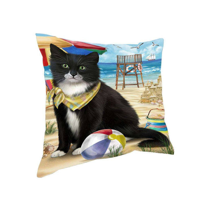 Pet Friendly Beach Tuxedo Cat Pillow PIL62820
