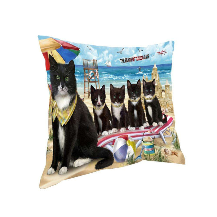 Pet Friendly Beach Tuxedo Cat Pillow PIL62824