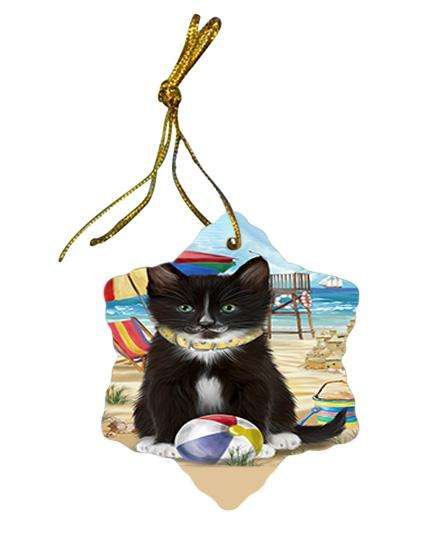 Pet Friendly Beach Tuxedo Cat Star Porcelain Ornament SPOR51603