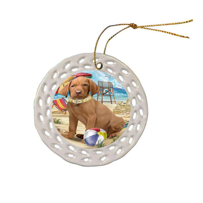 Pet Friendly Beach Vizsla Dog Ceramic Doily Ornament DPOR50108