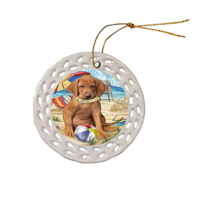 Pet Friendly Beach Vizsla Dog Ceramic Doily Ornament DPOR50109