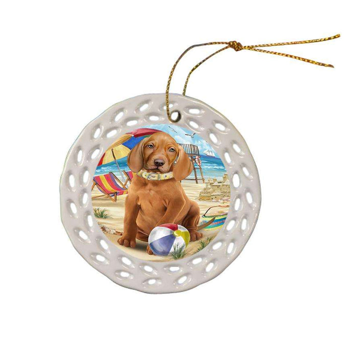 Pet Friendly Beach Vizsla Dog Ceramic Doily Ornament DPOR50110